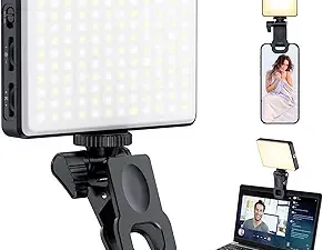 120 LED 휴대폰 조명, iPhone용 셀카 조명, 휴대폰, 카메라, 노트북, iPad용 5000mAh 충전식 클립 비디오 조명, 셀카, 화상 회의, 틱톡, 브이로그 촬영에 적합한 3가지 조명 모드 (블랙)