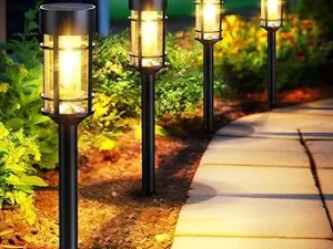 태양광 통로 조명, 8개입 LED 태양광 실외 방수 조명, 유리 태양광 정원 조명 조경 마당 잔디밭 산책로 진입로 조명, 3000K