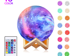 16가지 색상 3D 프린팅 8~18cm 터치 리모컨 USB 충전식 별빛 달빛 램프 LED 야간 조명 (스탠드 포함)