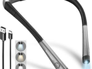 Glocusent 북라이트, 3색 & 6색 밝기 독서등, 구부릴 수 있는 넥라이트, 80시간 지속 충전식 램프, 침대 독서, 뜨개질, 캠핑, 수리, 독서 애호가 선물에 완벽한 북라이트